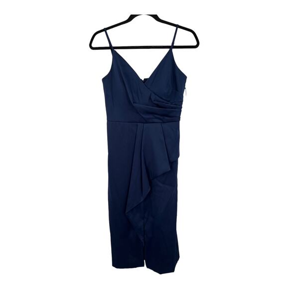 Vince Camuto dress satin cocktail midi sleeveless blue size 4 - Picture 1 of 9